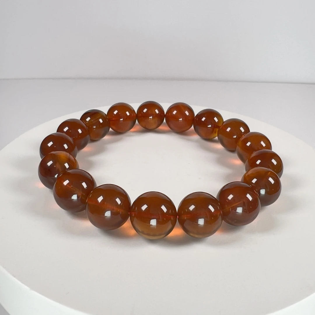 天然缅甸灵草珀12+mm手串简约精美经典手串素圈单圈手链