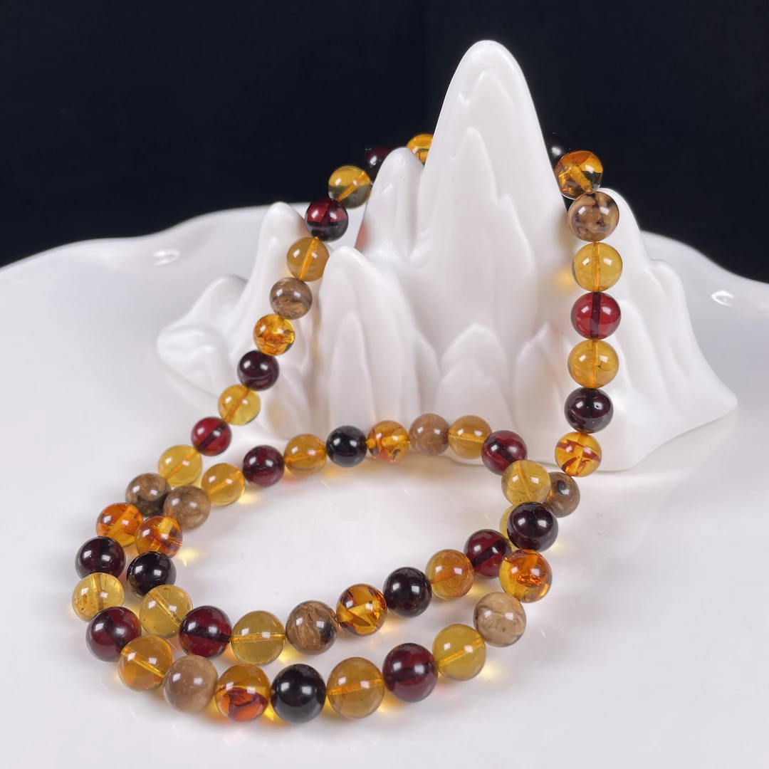 天然琥珀多宝9+mm妈妈链女神链女王链男士女士项链百搭时尚轻奢