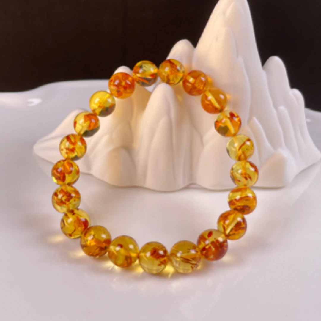 天然俄罗斯花珀10+mm单圈手串时尚百搭素圈气质