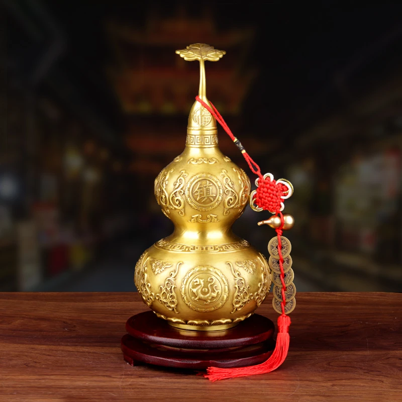 铜葫芦摆件全铜四方兽八卦葫芦开口客厅装饰品开业乔迁新居礼品