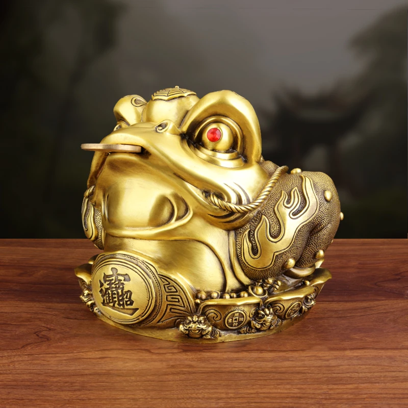 铜金蟾摆件三足蟾蜍三脚金蟾办公室客厅装饰品乔迁新居开业礼物