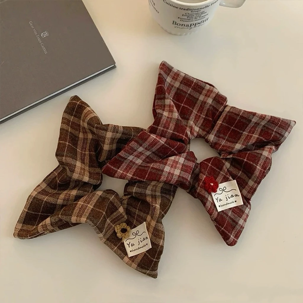 大肠发圈条纹方巾简约头饰秋冬新款高级感头绳女扎头马尾皮筋发绳