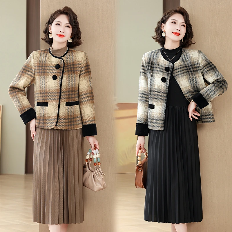 妈妈秋装气质连衣裙中老年春秋季外套女贵夫人时尚套装裙子两件套