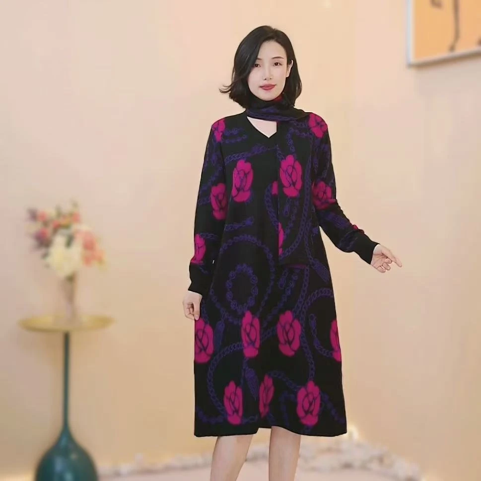 【X1034】2024年冬季新款时尚百搭气质连衣裙