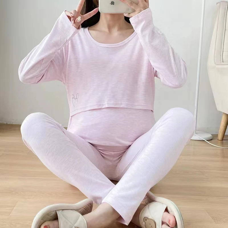 孕妇哺乳彩棉秋衣秋裤套装