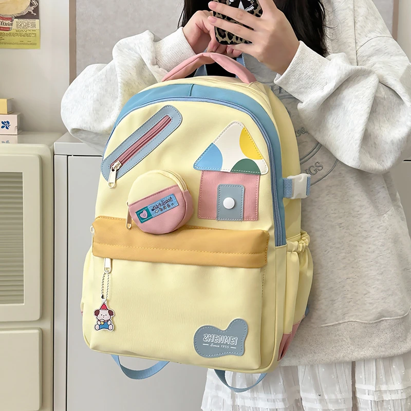 韩版初中生书包女大学生可爱卡通电脑背包大容量高中生双肩包小学