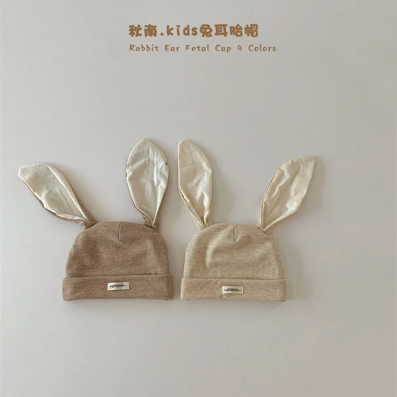 秋南 婴儿帽子秋冬2024可爱小兔子新生儿囱门宝宝套头帽胎帽