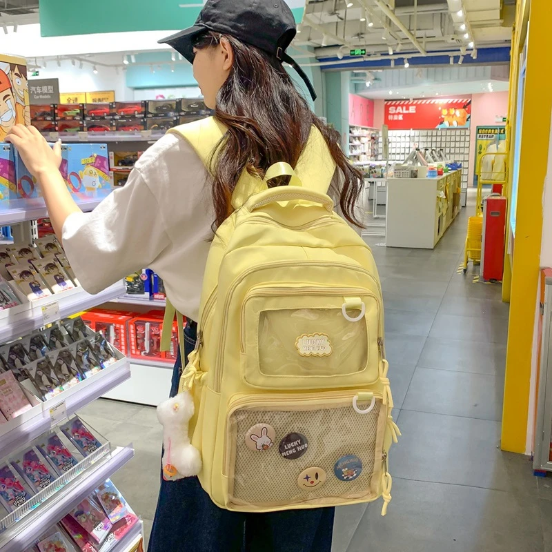 大容量透明轻便ins书包女学生日系简约双肩包睿营可爱小学生背包