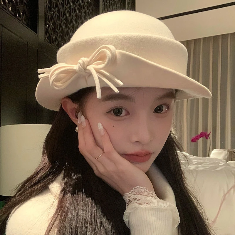 【我的头不圆】高克重~全澳毛翻檐礼帽子女2024新款秋冬季渔夫帽