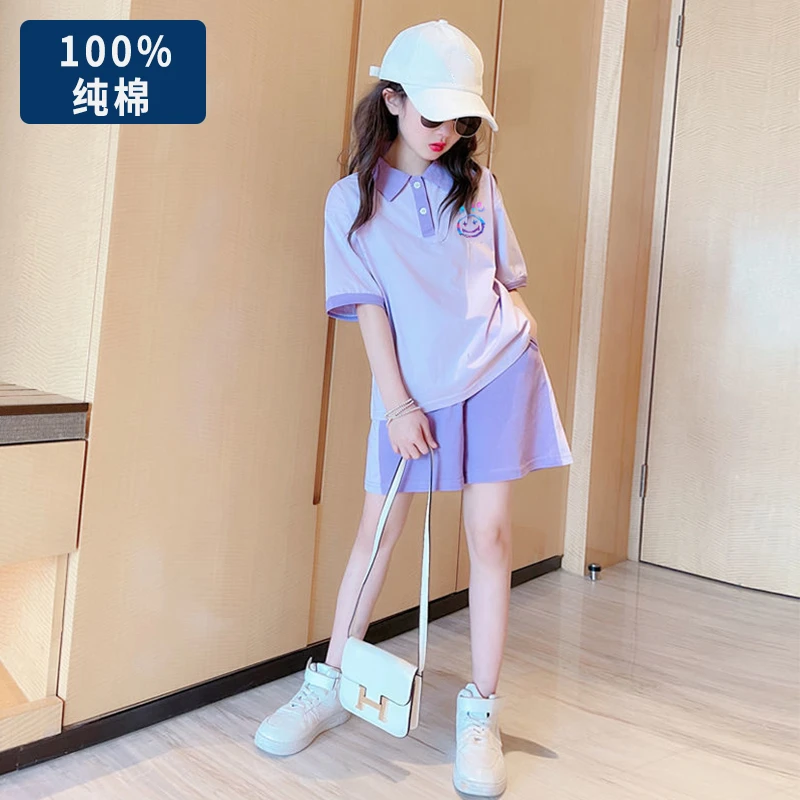 亲子母女夏季短袖套装2025新款女童儿童女孩两件套纯棉时尚潮