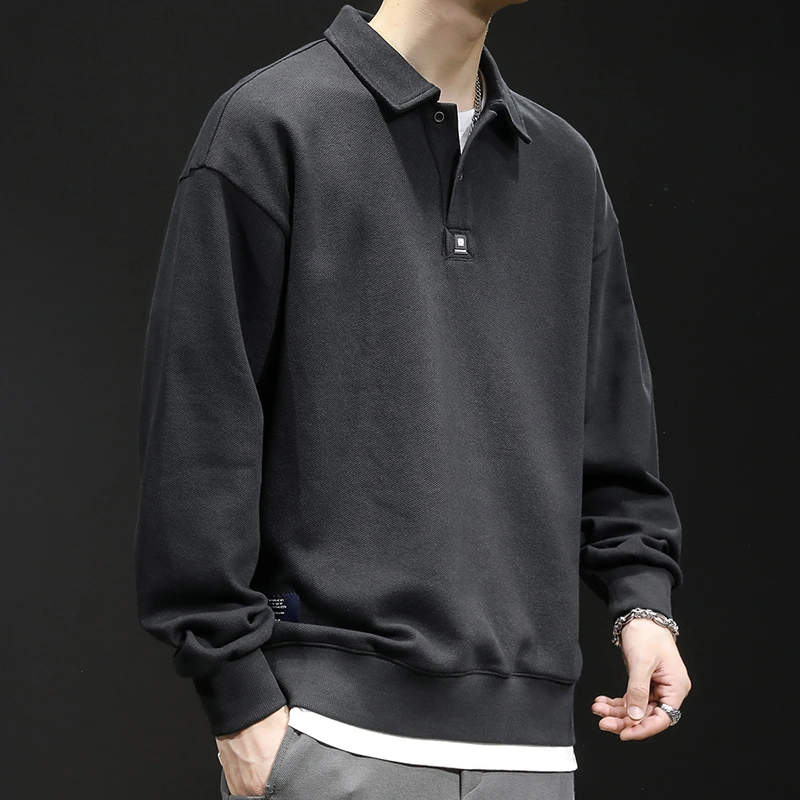 LEIGHZ/雷茨春秋Polo卫衣男长袖潮牌男款秋冬大码2023新款秋季
