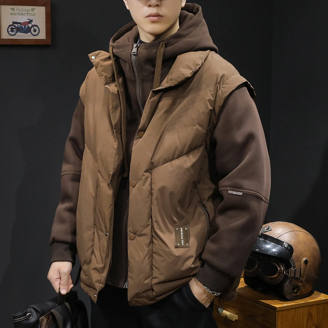 LEIGHZ/雷茨连帽羽绒服男冬季2025新款潮鸭绒男士工装三合一卫衣