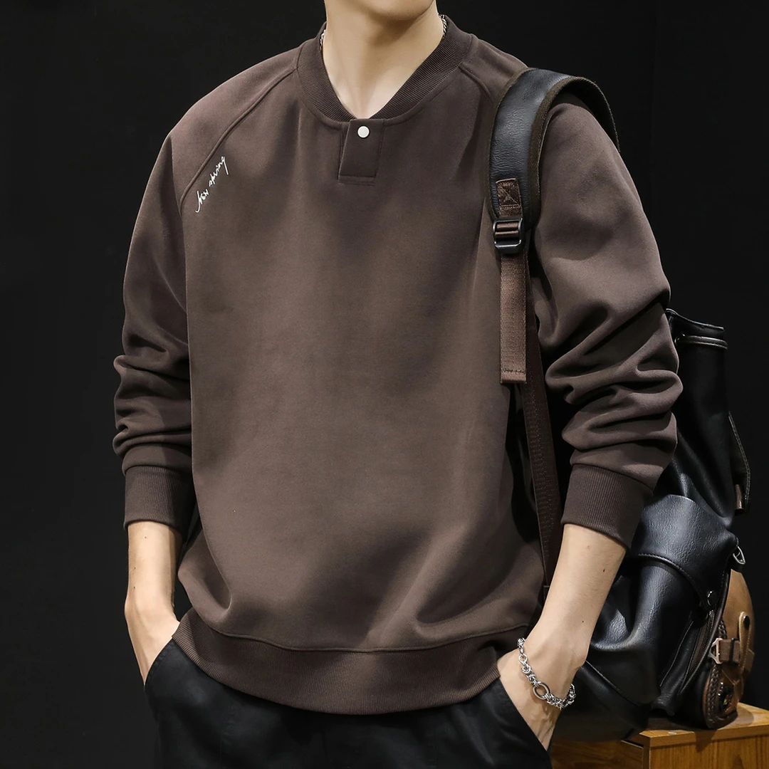 LEIGHZ/雷茨男春秋款V领男款衣服秋季2025新款长袖大码POLO美式