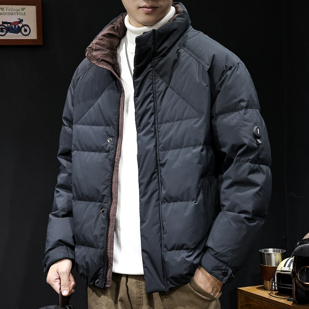 LEIGHZ/雷茨白鸭羽绒服男冬季2024新款加厚保暖立领短款男士潮牌