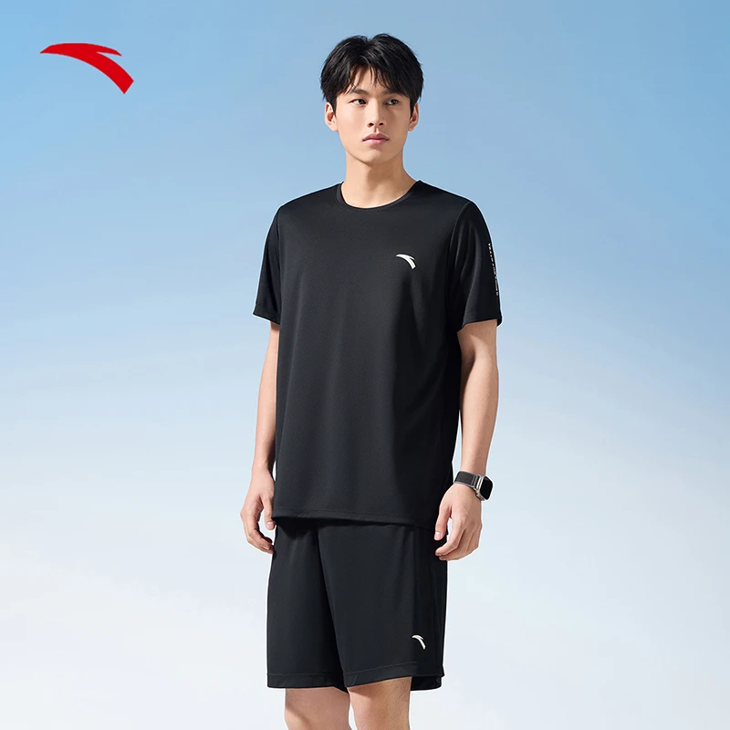 安踏短袖套装男2024夏季新款吸湿速干透气吸湿亲肤运动服两件套