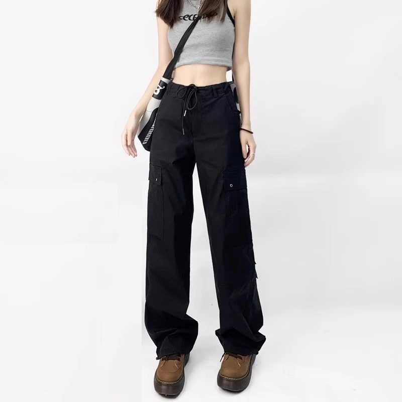 工装裤大码女胖mm梨型身材微胖穿搭遮胯显瘦高腰阔腿西装裤子垂感