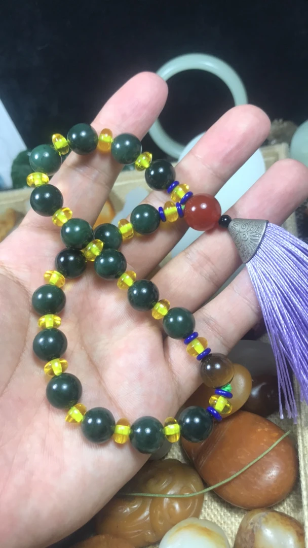 和田玉碧玉手链55克