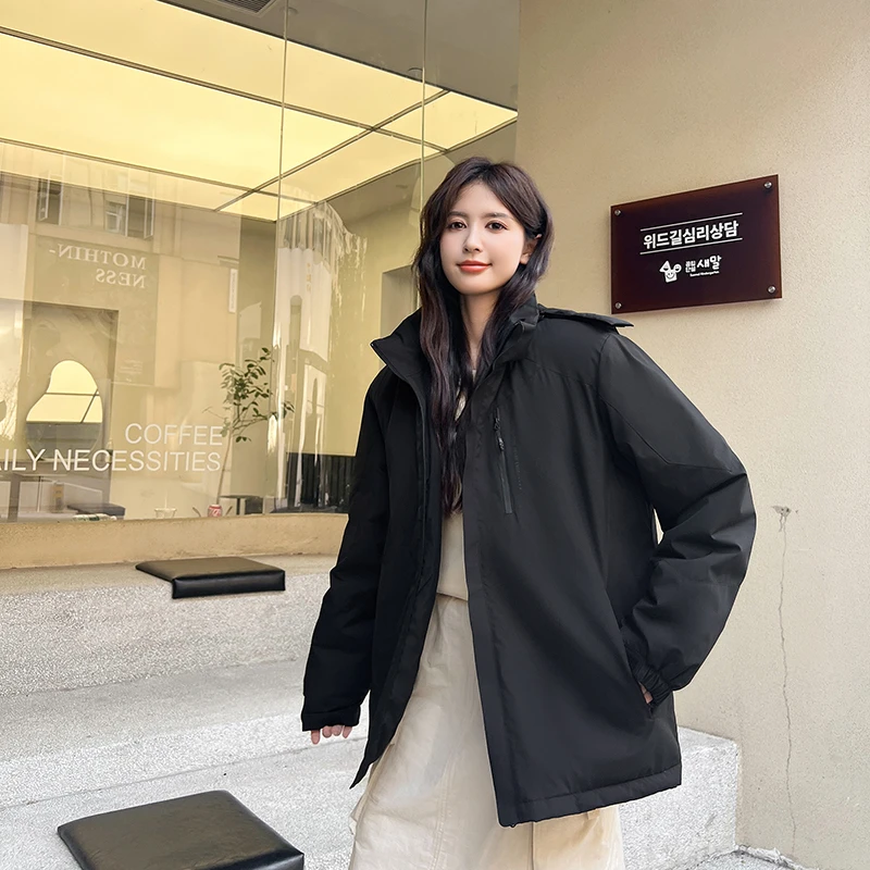 冲锋棉服男女同款秋冬季宽厚男棉衣服保暖连帽夹克棉袄T