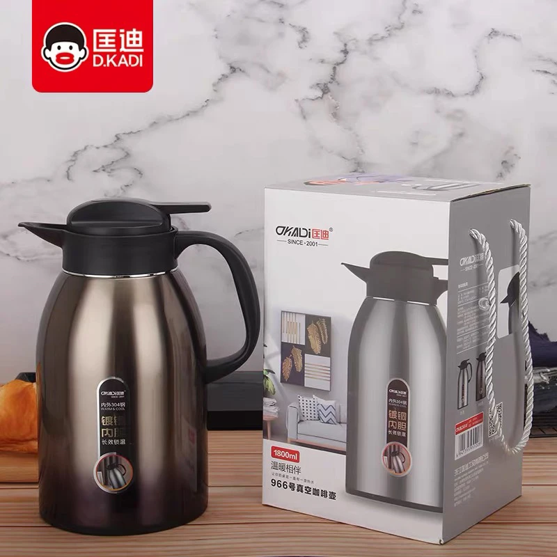 匡迪欧式咖啡壶大容量家用保温壶304不锈钢真空保暖水壶小型便携