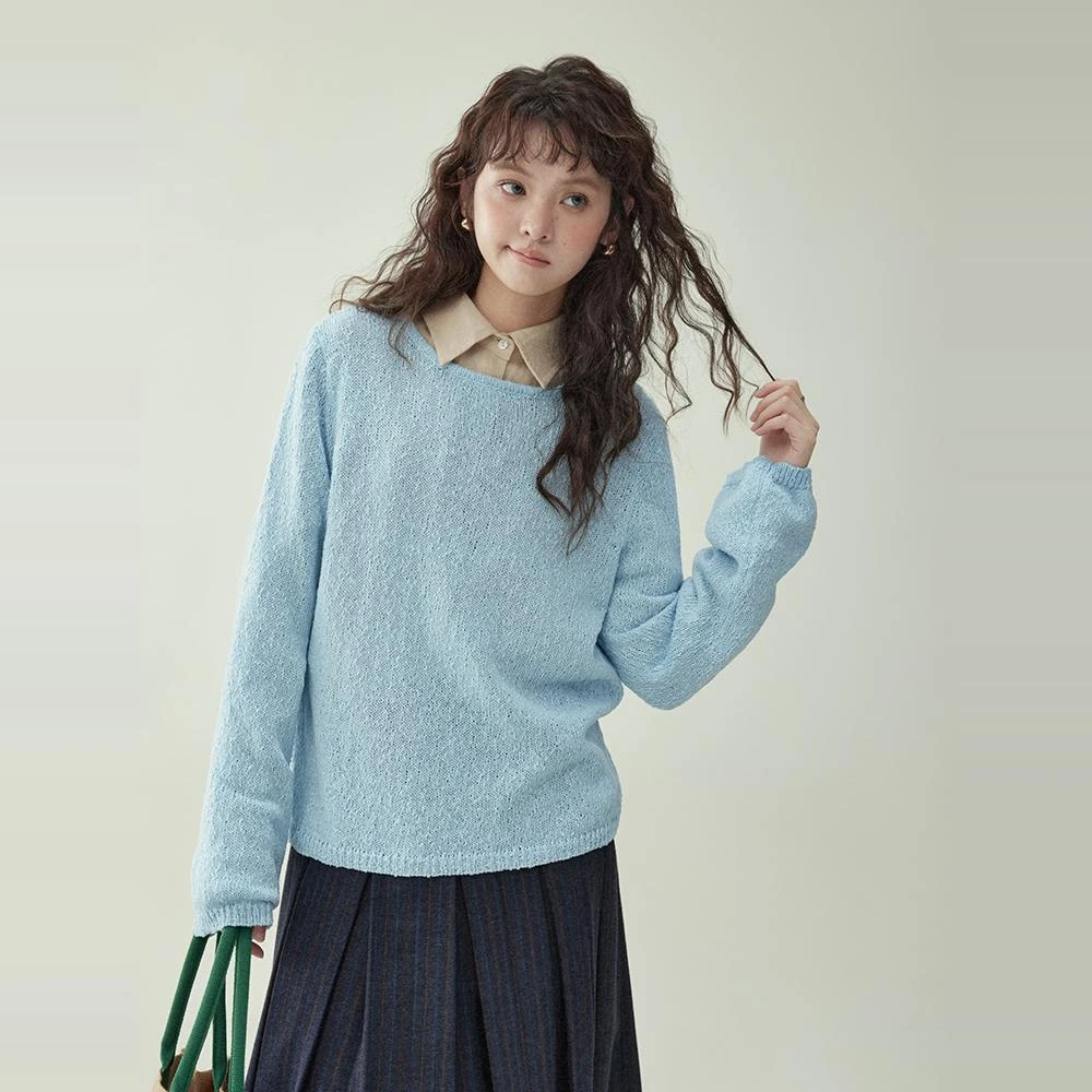 「北岛AMUU原创」纯色圆领针织内搭毛衣女秋冬季新款外穿长袖上衣