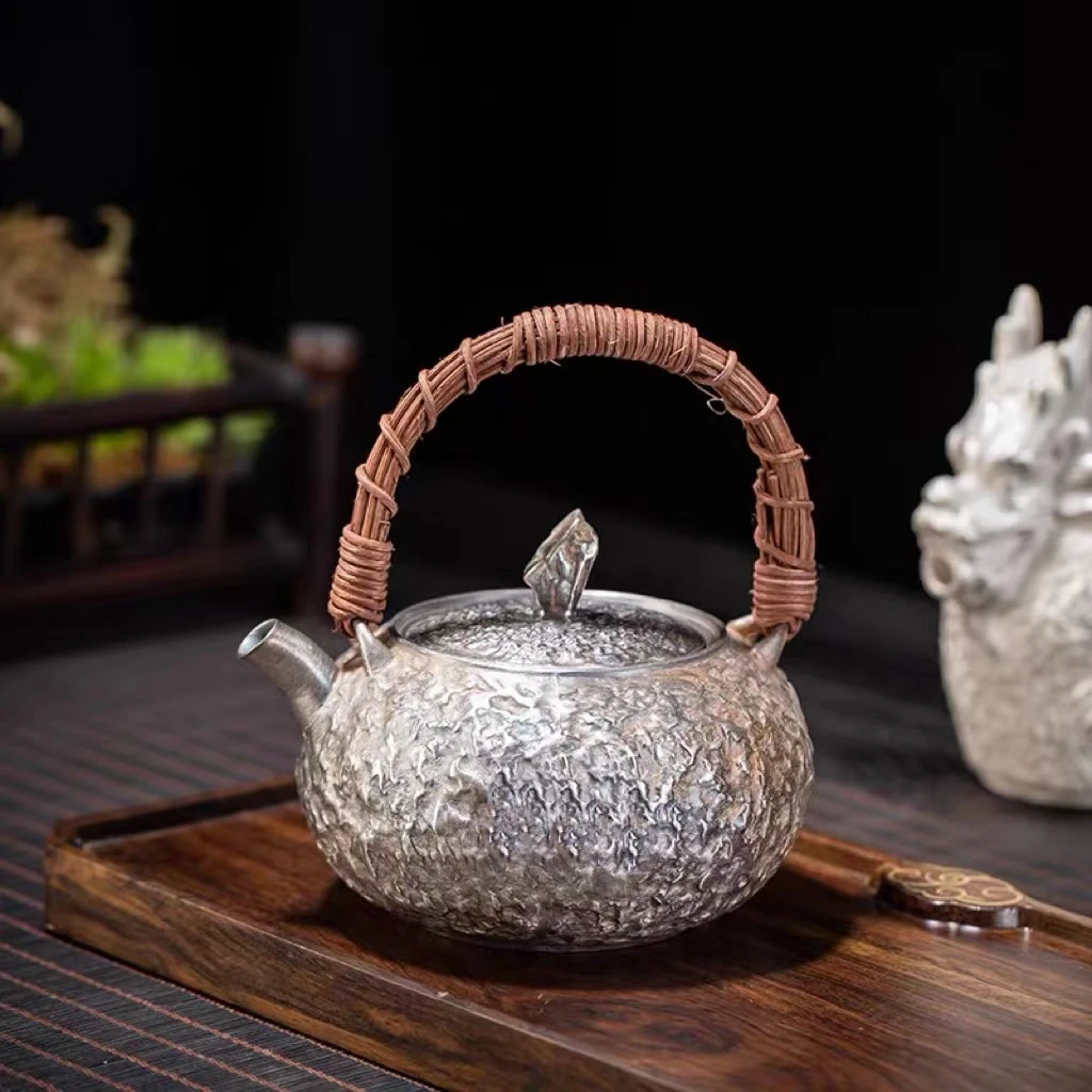 功夫茶具鎏银煮茶壶家用高端泡茶壶瓷胎复古煮水泡茶壶提梁壶B976