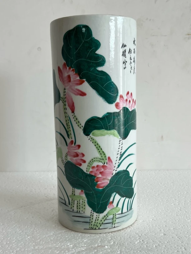 粉彩陶瓷手绘荷花帽桶1号专用链接