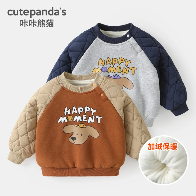 【现货】婴儿衣服圆领加厚卫衣冬装秋冬男女小童上衣外穿Y9305