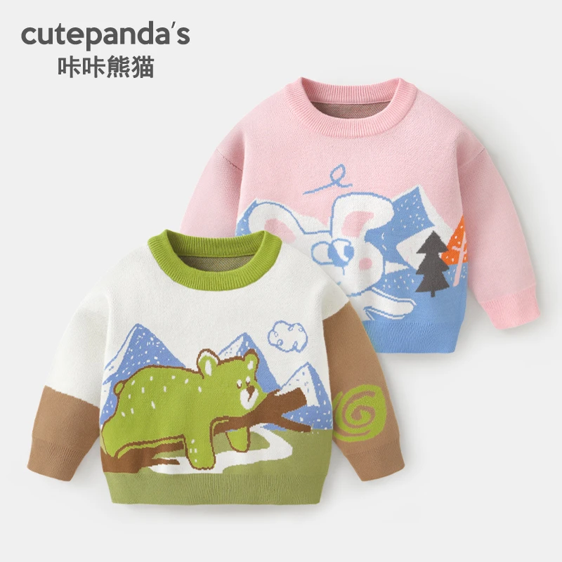 【现货】婴儿衣服休闲圆领毛衣冬装秋冬男女童小童保暖上衣Y9348