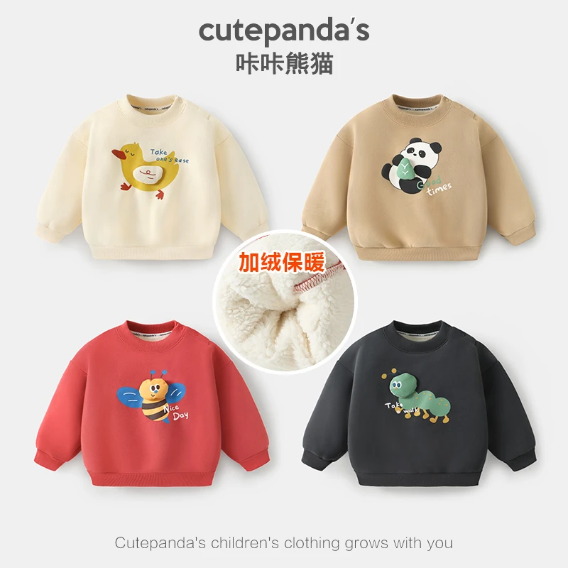 【现货】婴儿衣服卡通印花卫衣冬装秋冬男女童小童保暖上衣Y9314