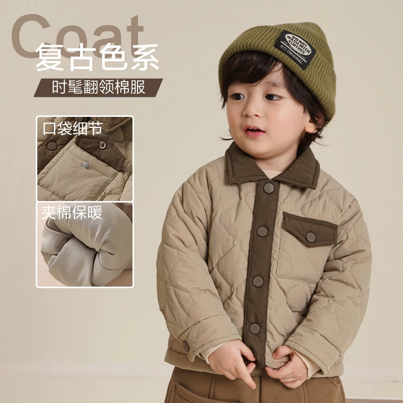 【萌娃冬装】【现货】翻领棉服外套冬装秋冬棉衣棉袄保暖上衣Y8216
