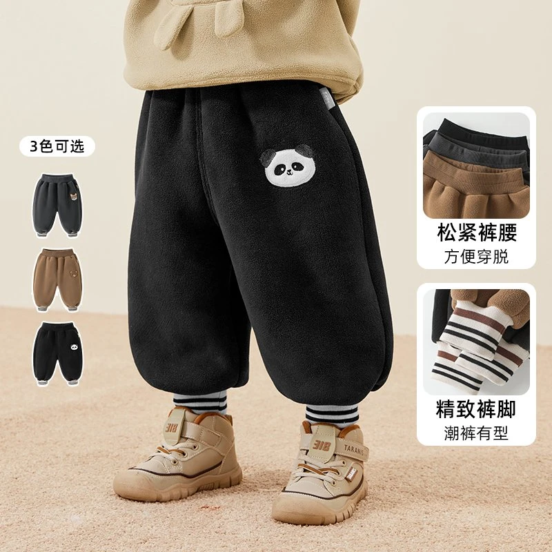 【现货】婴儿奥粒绒运动长裤子冬装秋冬儿童宝宝加绒休闲裤Y9275