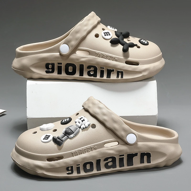 踩屎感洞洞鞋男士夏外穿防滑潮流沙滩包头凉鞋男2025新款网红爆款