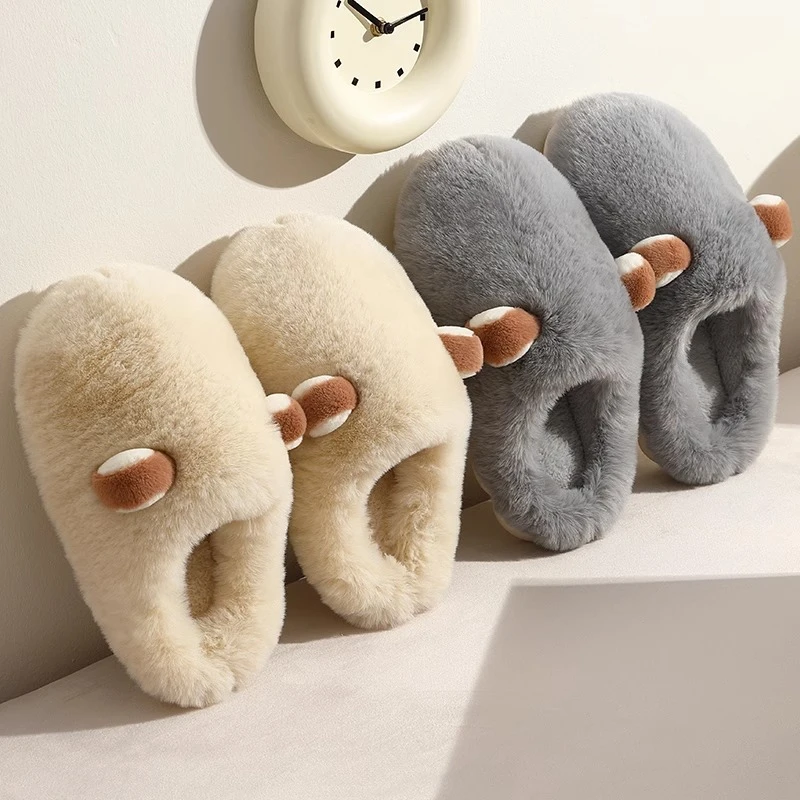 棉拖鞋女士2023新款冬季室内家居可爱保暖防滑软底毛毛情侣拖鞋男