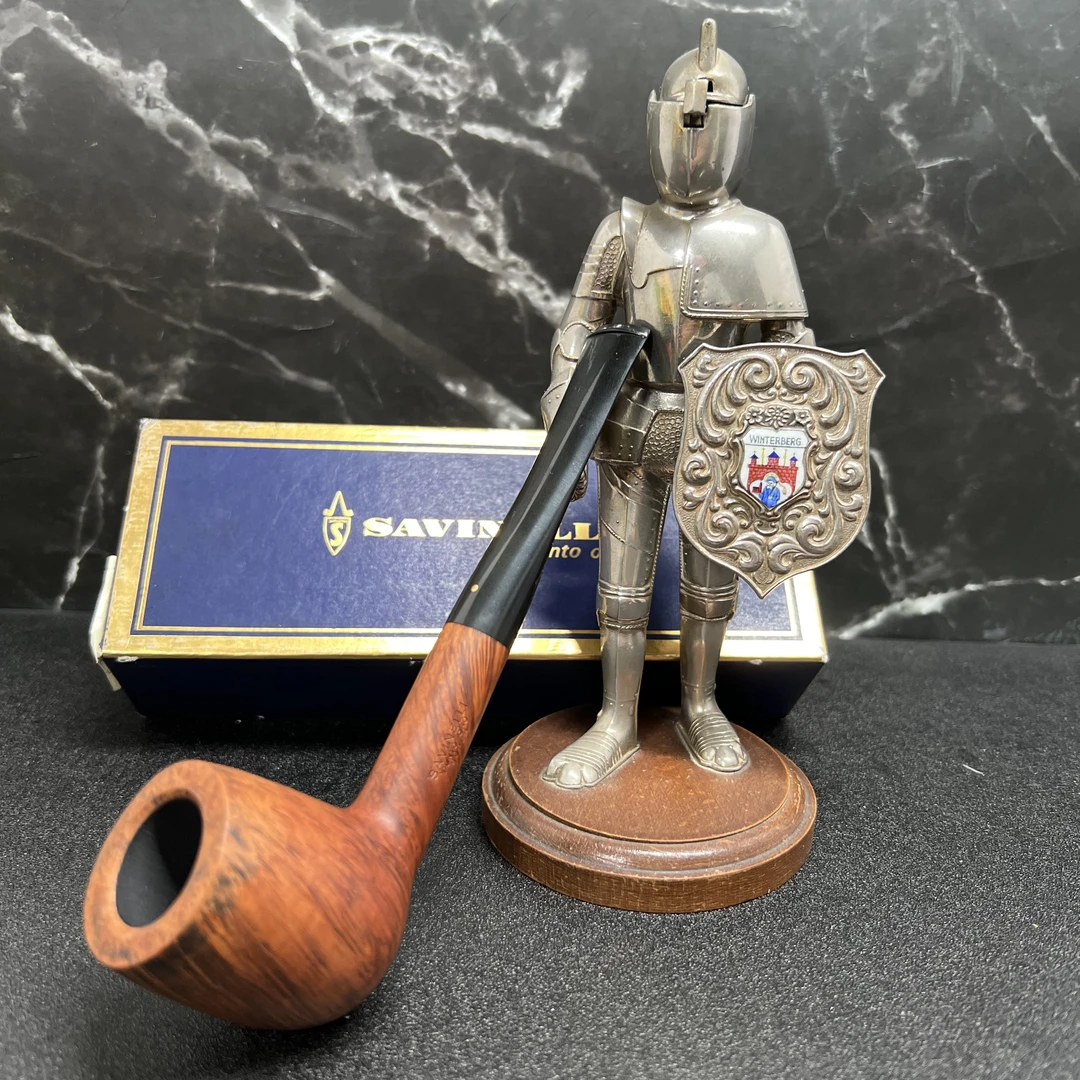 意大利Savinelli老沙芬盾牌标一点金128手工石楠木烟斗