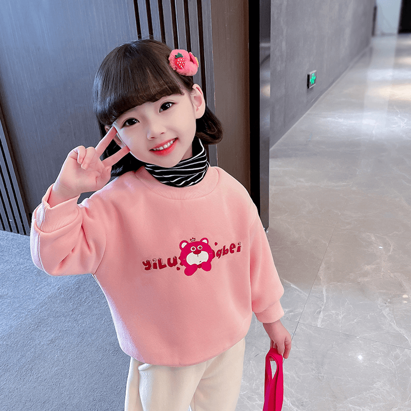 31749女童秋冬款加绒卫衣儿童装洋气女宝宝打底衫上衣冬装