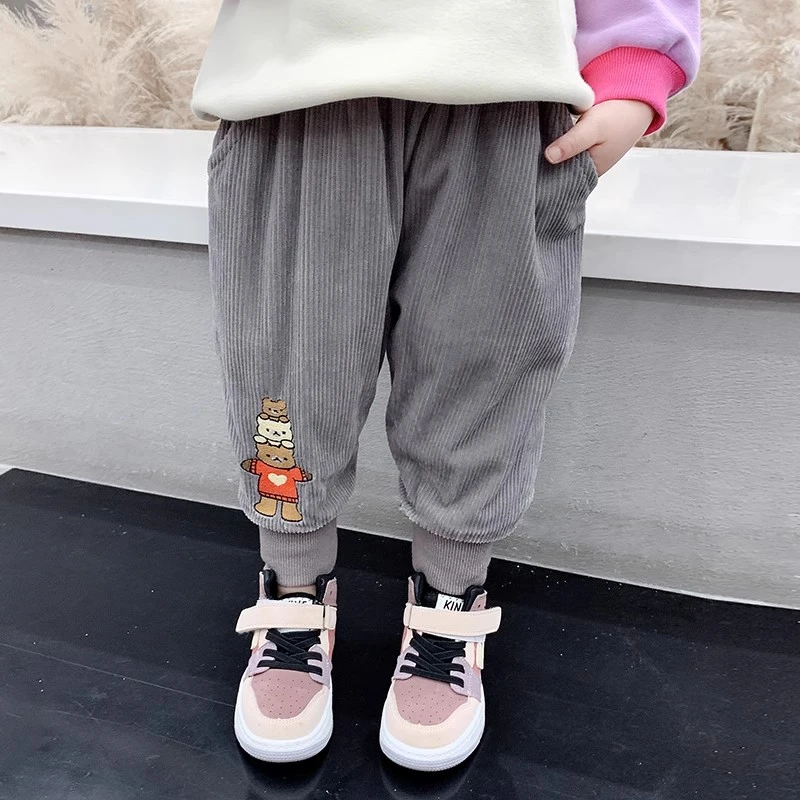 黑色掉色易粘毛91770裤子秋冬加绒长裤小童装外穿儿童运动裤冬装