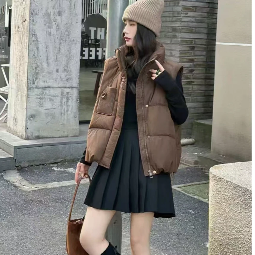 【 雨•美 推荐 】7735咖色气质百搭口袋针织马甲