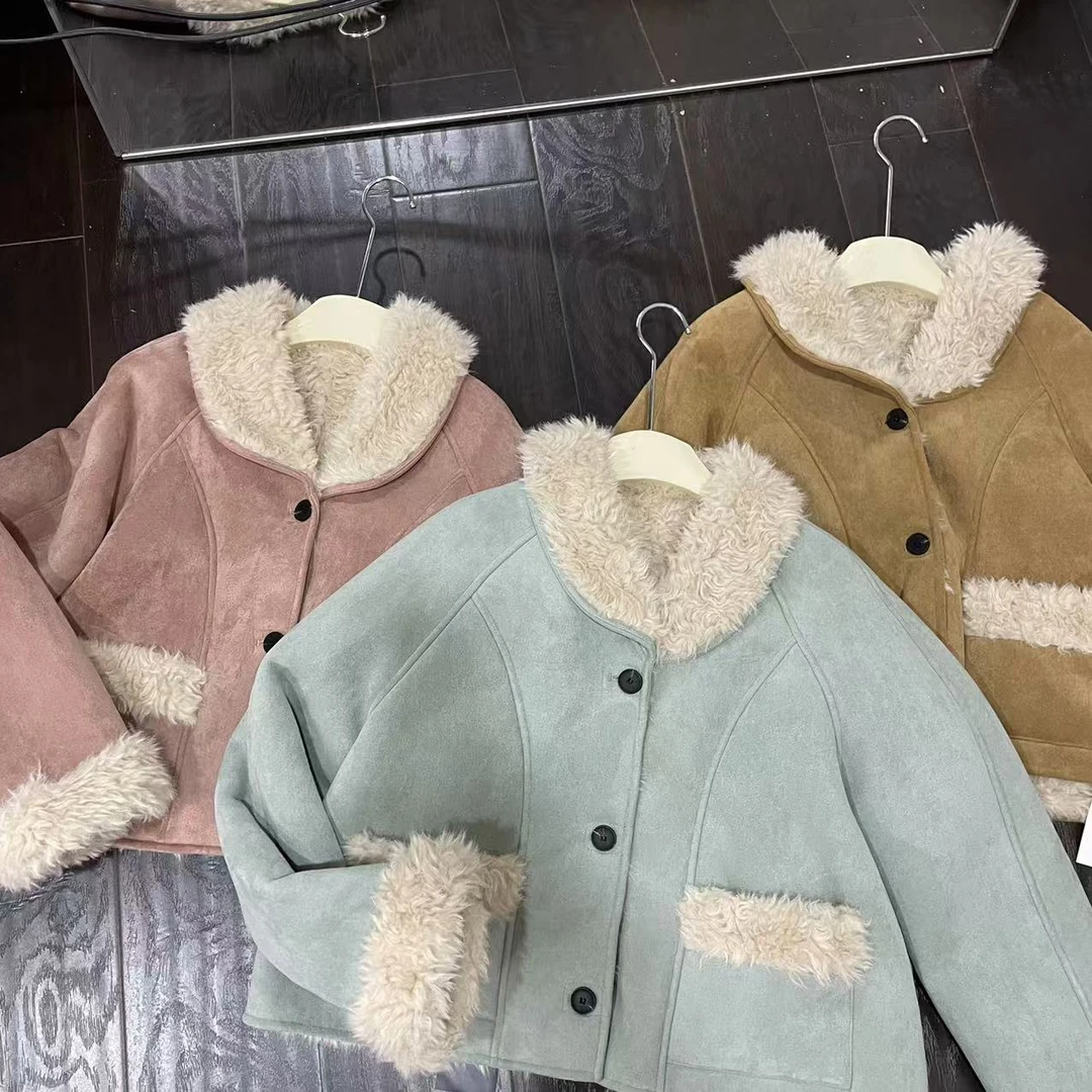 【 雨•美 推荐 】C6688复古百搭翻领毛毛外套