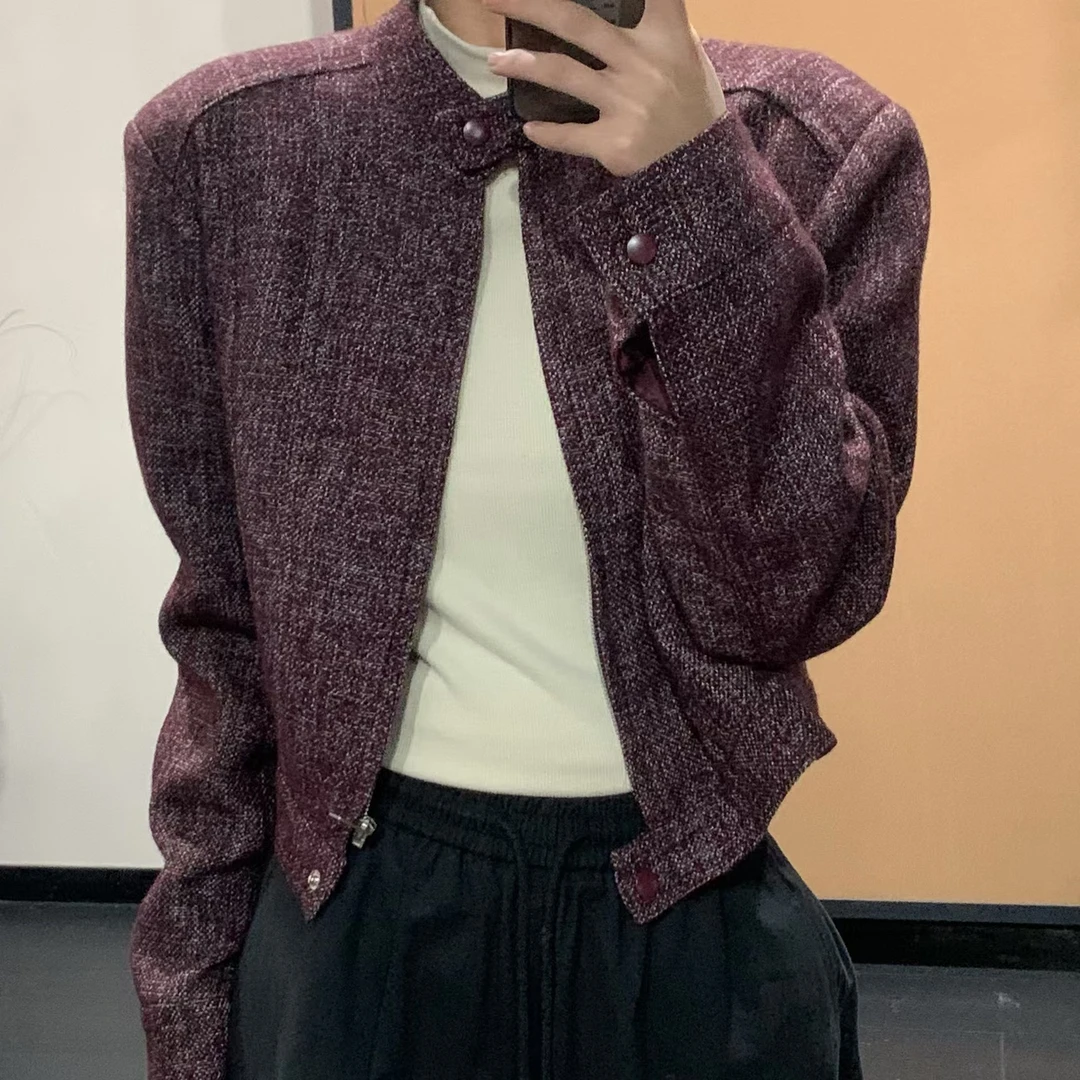 【 雨•美 推荐 】9523红色复古时尚拉链短款外套