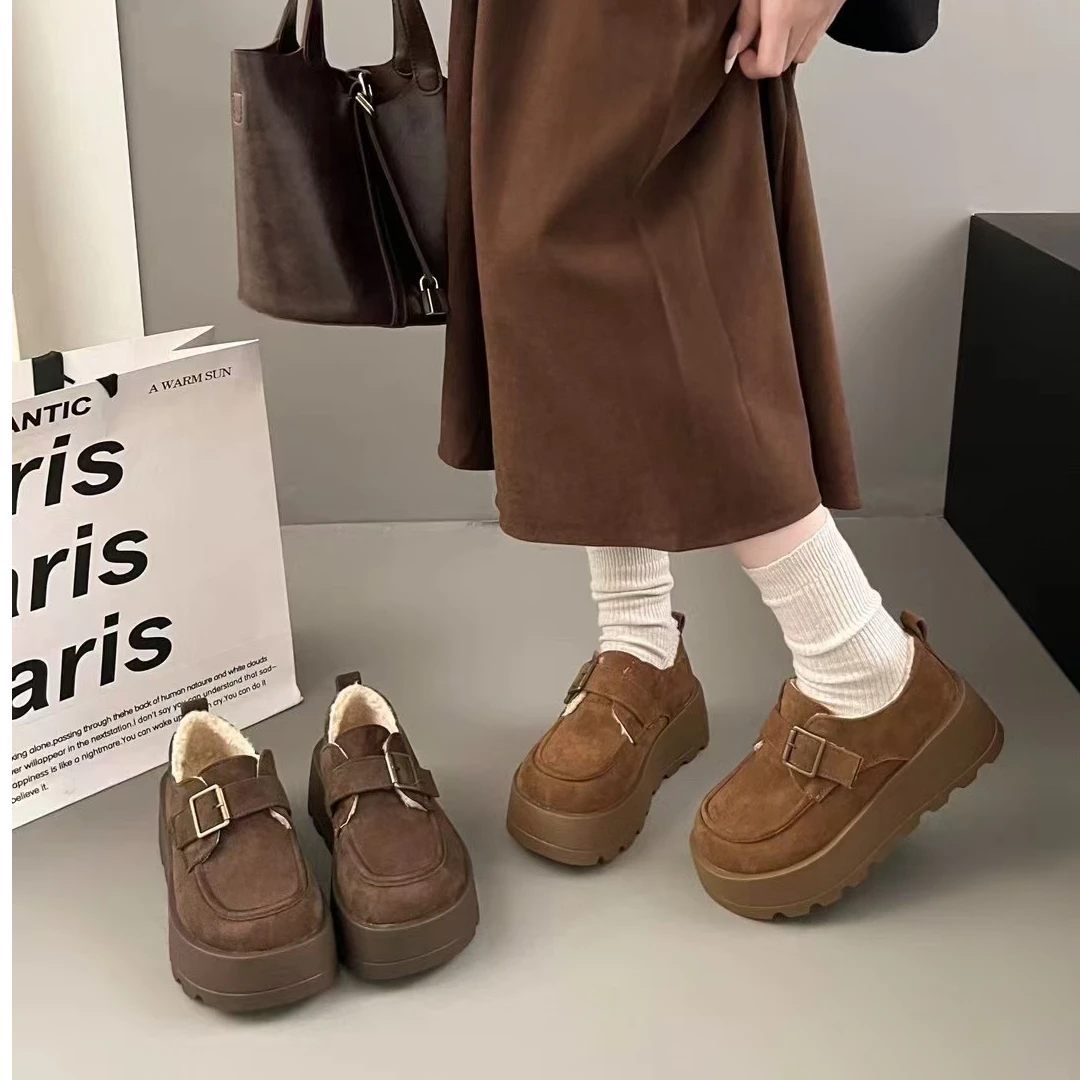 【 雨•美 推荐 】823-16棕色加绒厚底舒适勃肯鞋