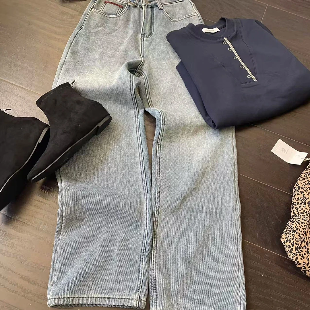 【 雨•美 推荐 】5302气质百搭口袋红边直筒裤