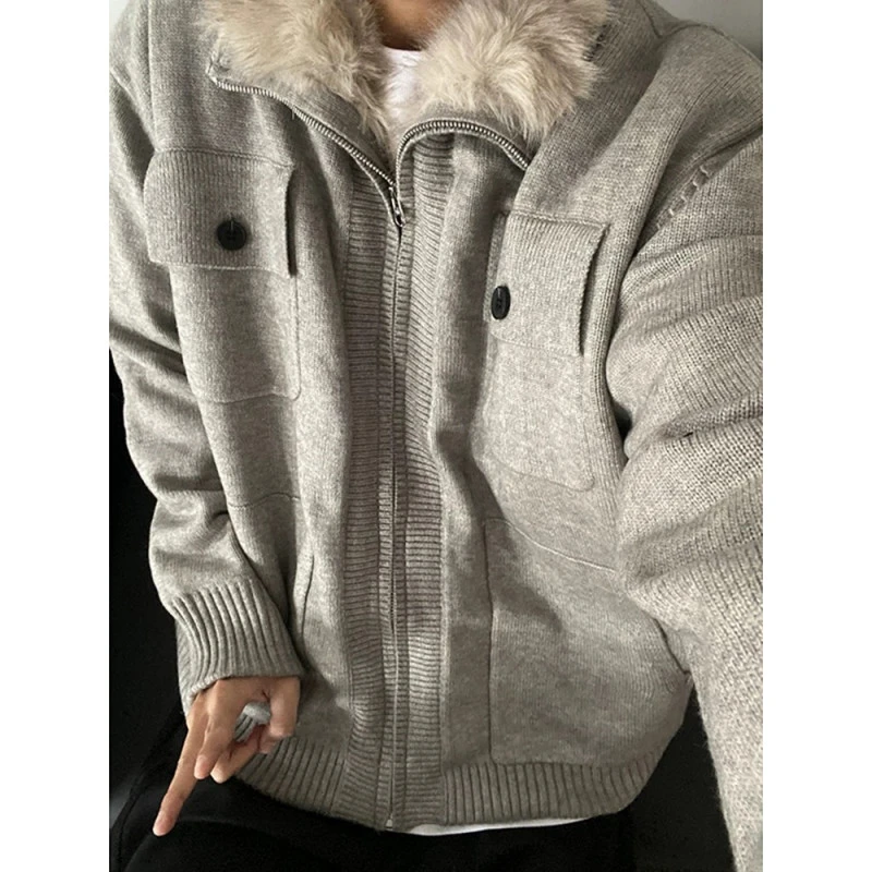 座山雕针织棉衣棉服外套男款冬季美式高街潮牌高级感痞帅工装棉袄