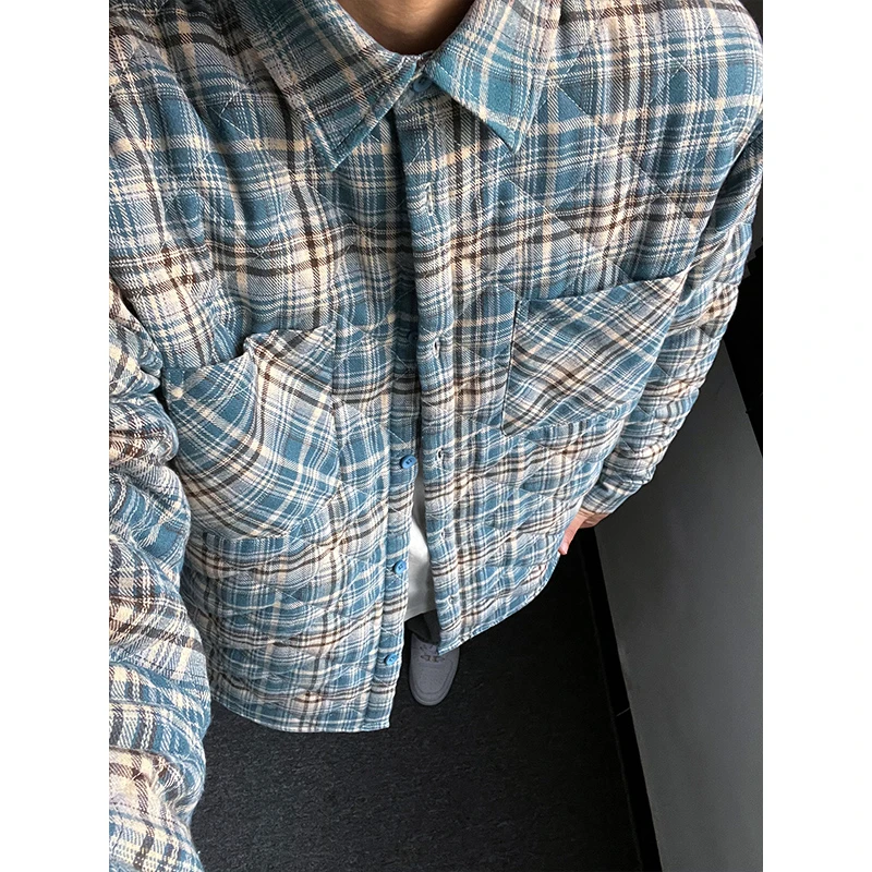 格子工装棉服棉衣外套男款冬季美式vintage潮牌慵懒风保暖棉袄子