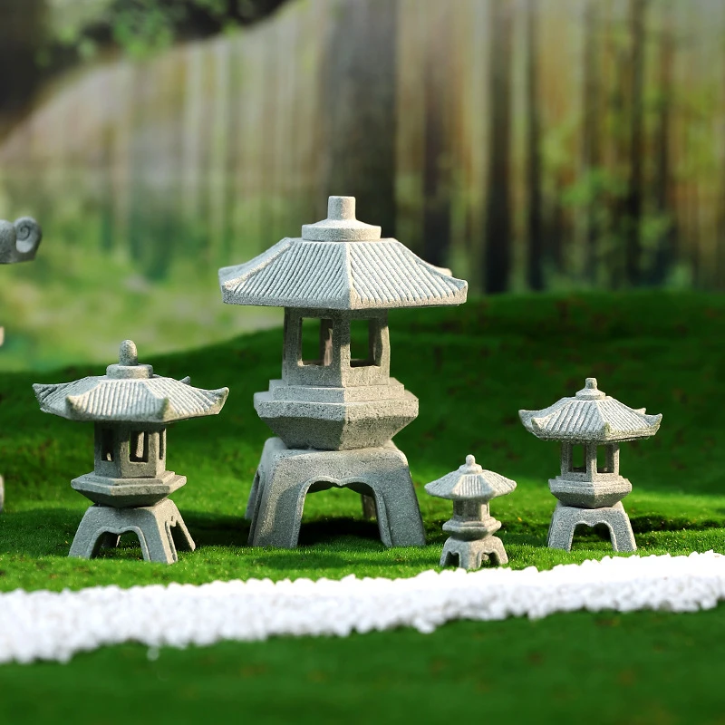 创意石雕灯笼摆件桌面可爱造景创意家居物件工艺品摆件装饰礼物