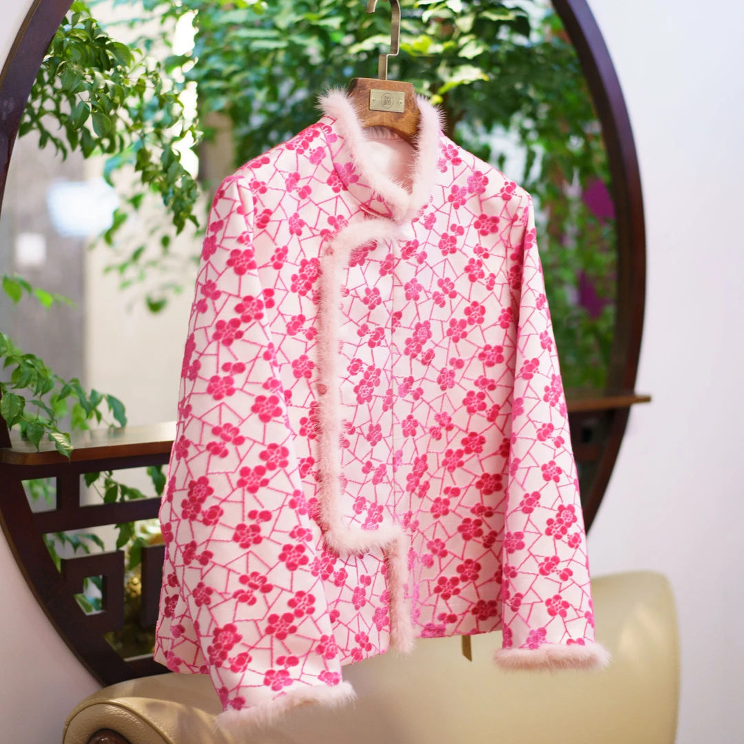 【锦系】漳绒中式国风桑蚕丝加棉外套E-382154