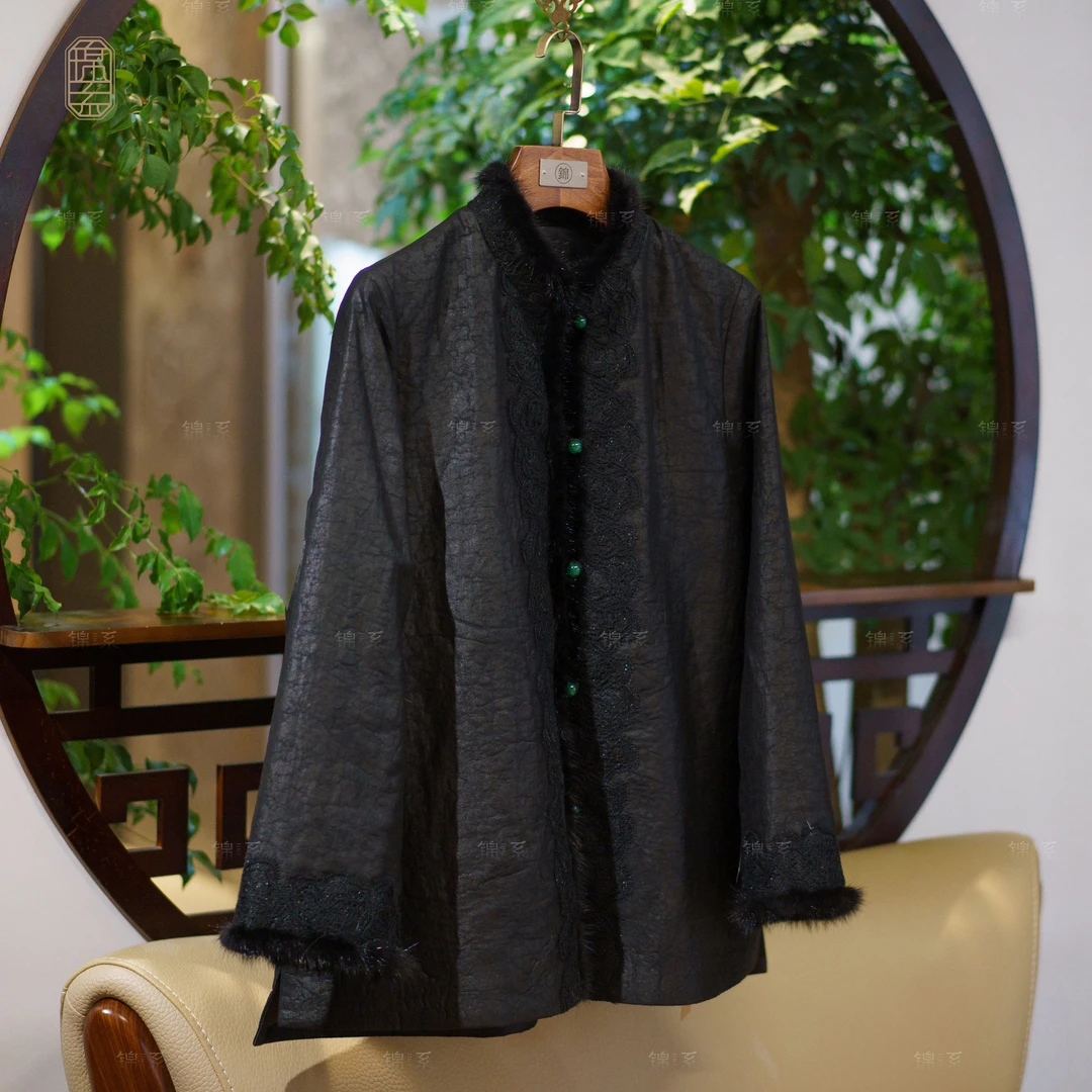 【锦系】真丝中式国风桑蚕丝加棉外套E-382034