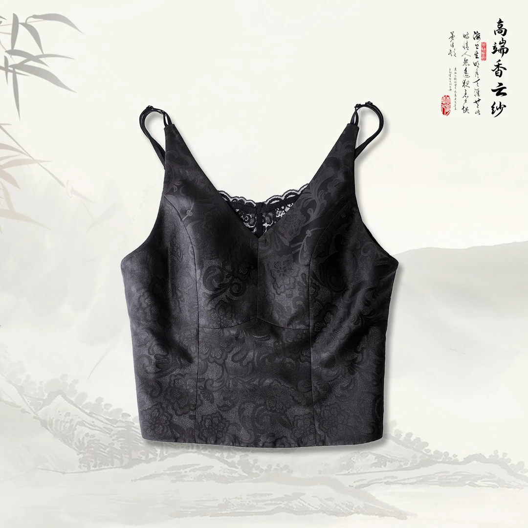 品牌新款香云纱桑蚕丝提花美背上衣419265