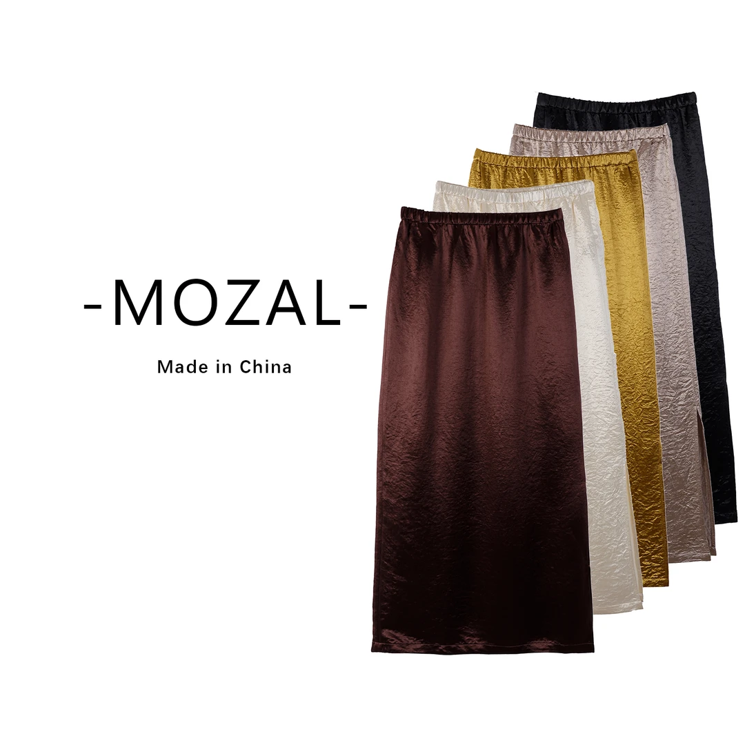 品牌新款蚂蚁缎松紧腰直筒裙41602