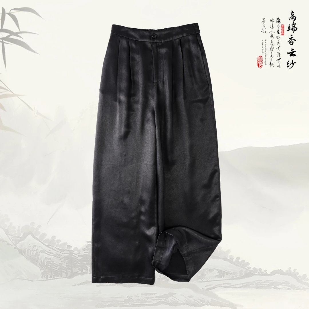 品牌新款香云纱国风新中式松紧裤子429523