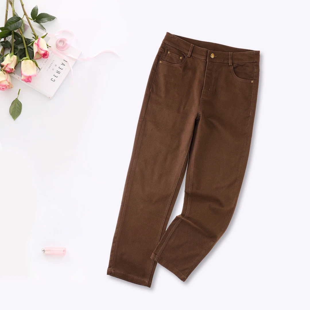 品牌新款休闲百搭一字扣显瘦通勤牛仔裤43528